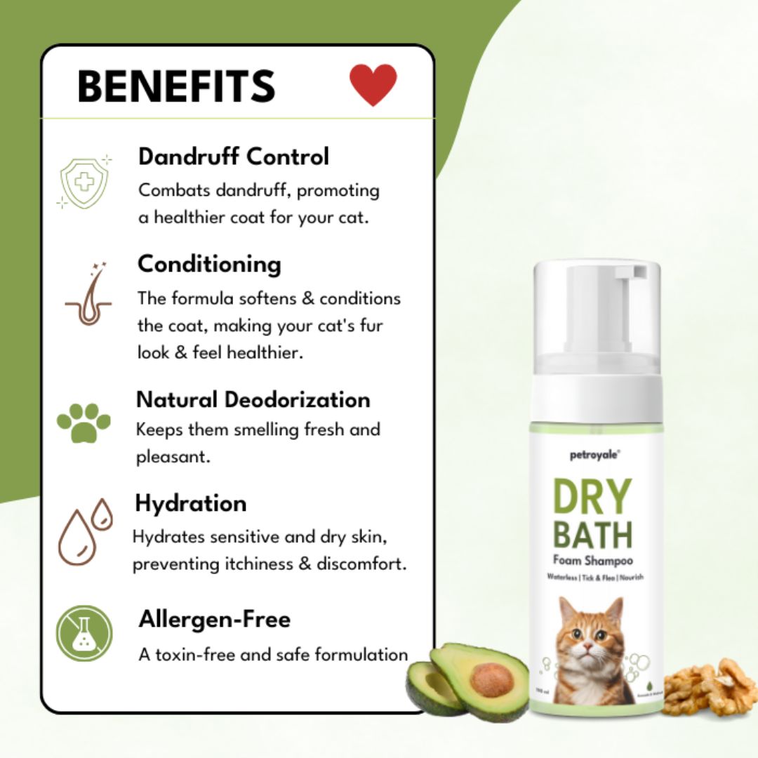 Petroyale Dry Bath Foam Shampoo for Cats