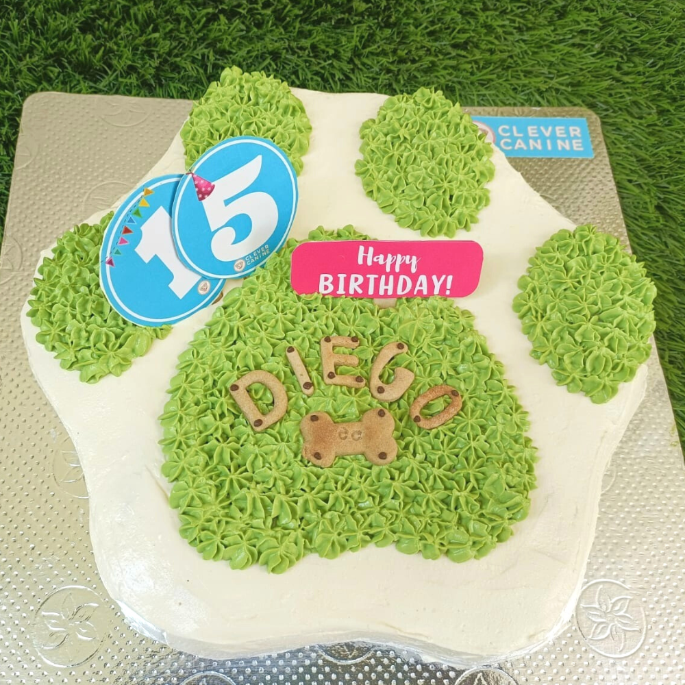 Clever Canine Customised Barkday Cake for Dogs Paw Shape - Large