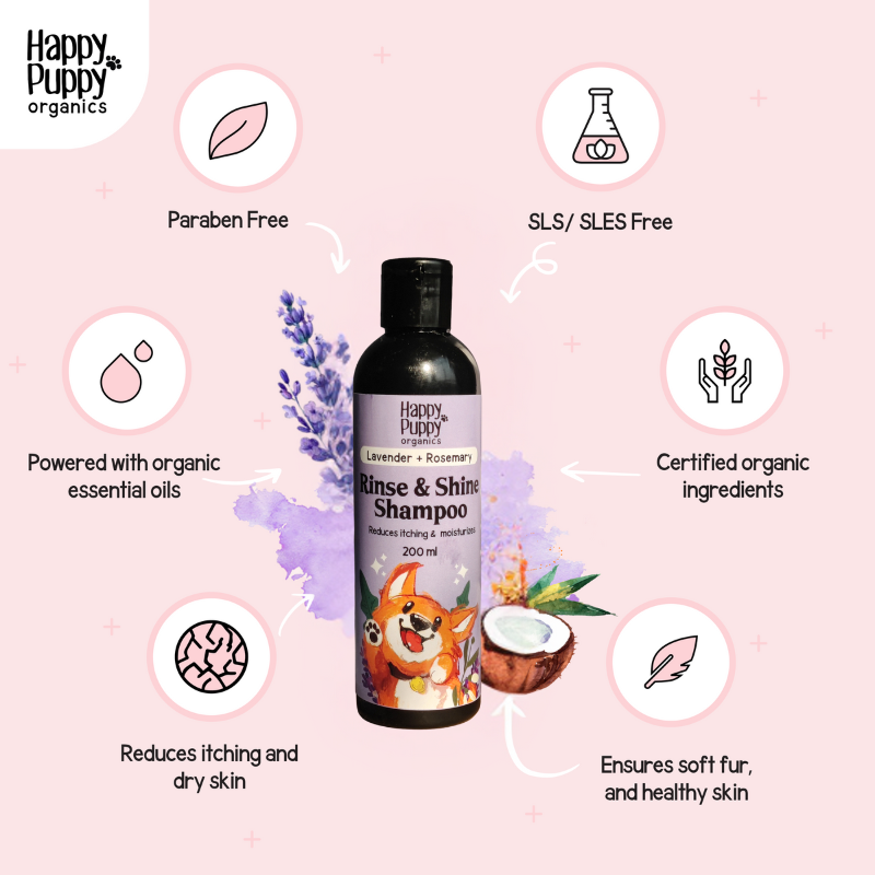 Happy Puppy Organics Rinse n Shine Shampoo for Dogs