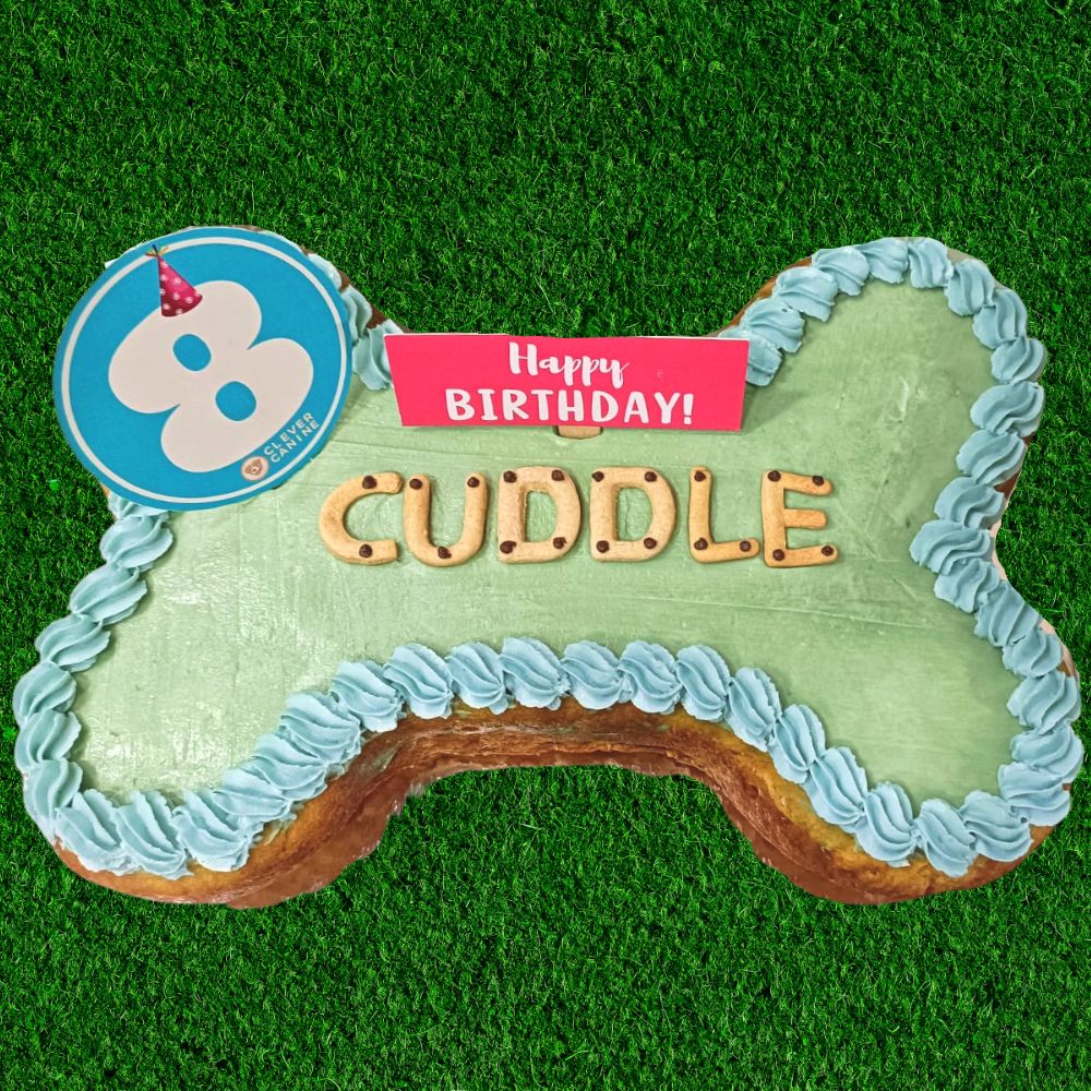 Clever Canine Customised Barkday Cake for Dogs Bone Shape - Medium