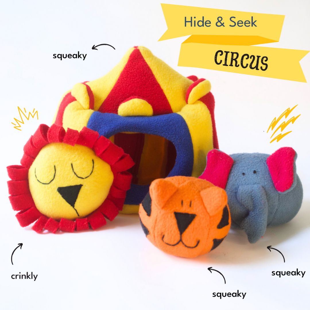 For The Love Of Dog Enrichment Toy for Dogs Hide & Seek Squeaky Circus