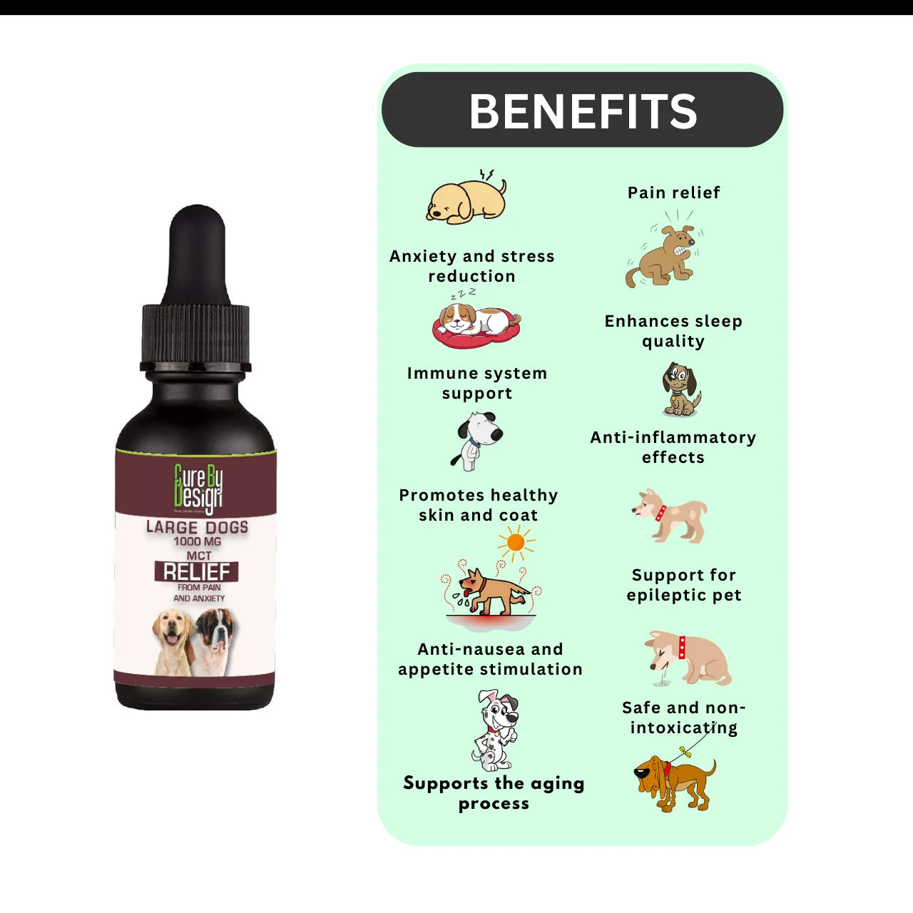 Cure By Design Relief CBD MCT for Large Dogs - 1000mg