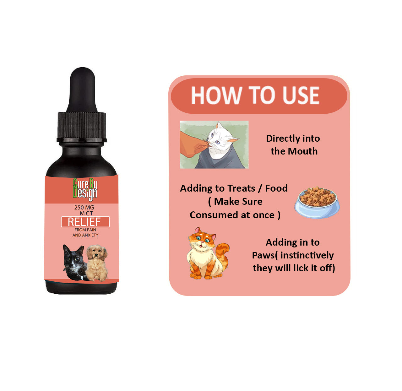 Cure By Design Relief CBD MCT for Small Animals - 250mg