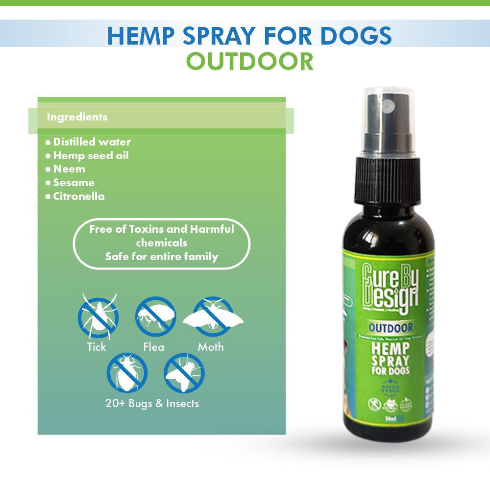 Cure By Design Natural Hemp Anti Tick and Flea Spray for Dogs