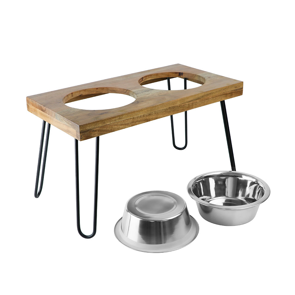 Pawpourri Elevated Acacia Wooden Pet Diner