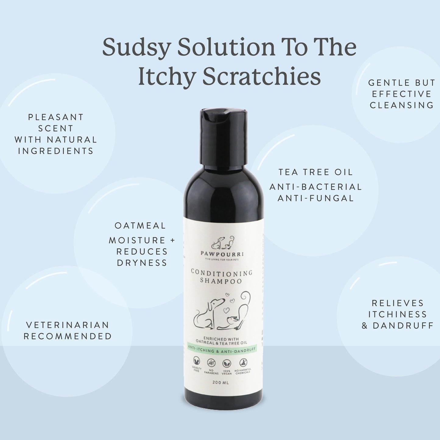 Pawpourri Anti-itch & Dryness Shampoo for Dogs, Puppy and Cats - 200ml