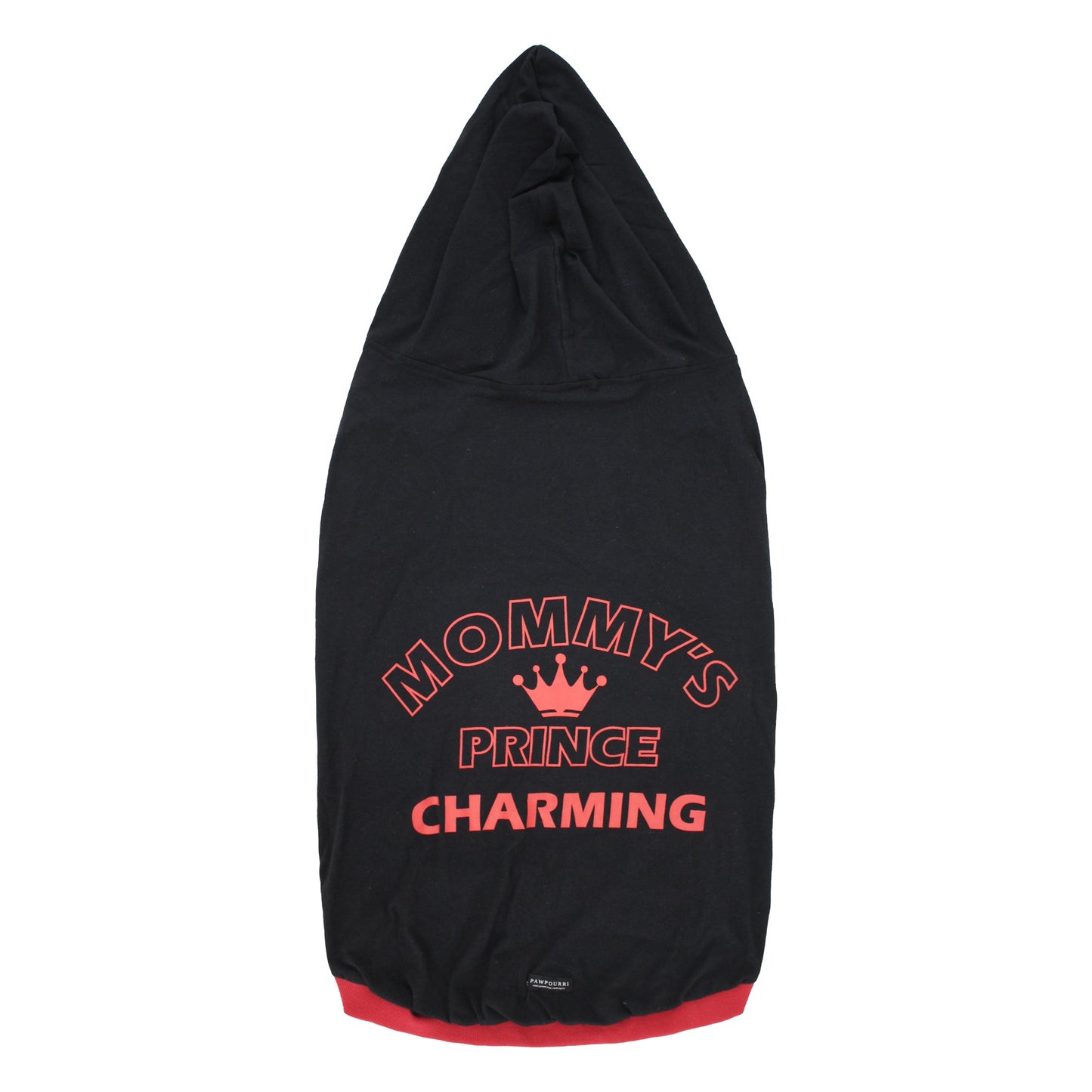 Pawpourri Mommy's Prince Charming T-Shirt with Hood for Dogs - Black
