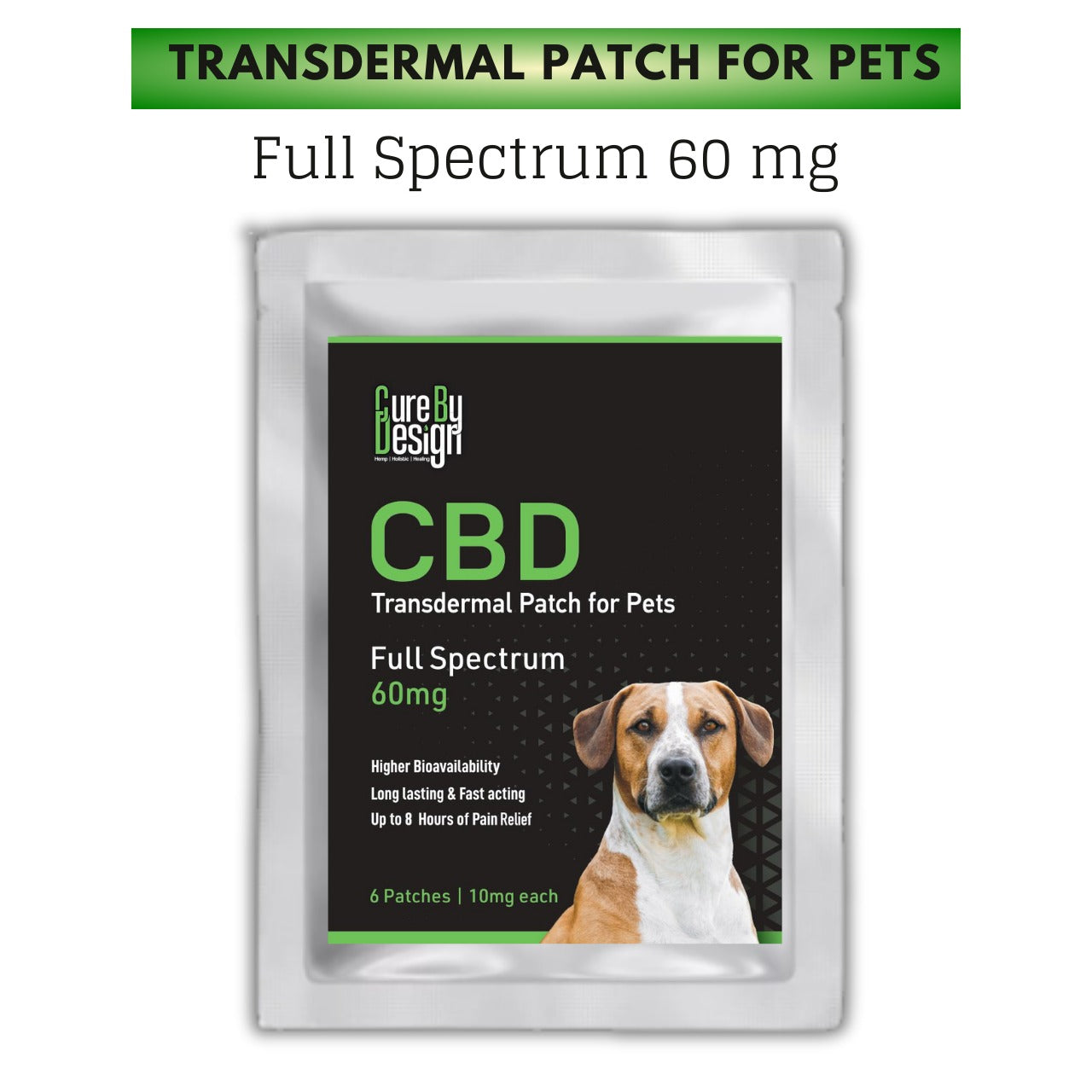 Cure By Design CBD Transdermal Patch for Dogs and Cats - Full Spectrum - 60mg