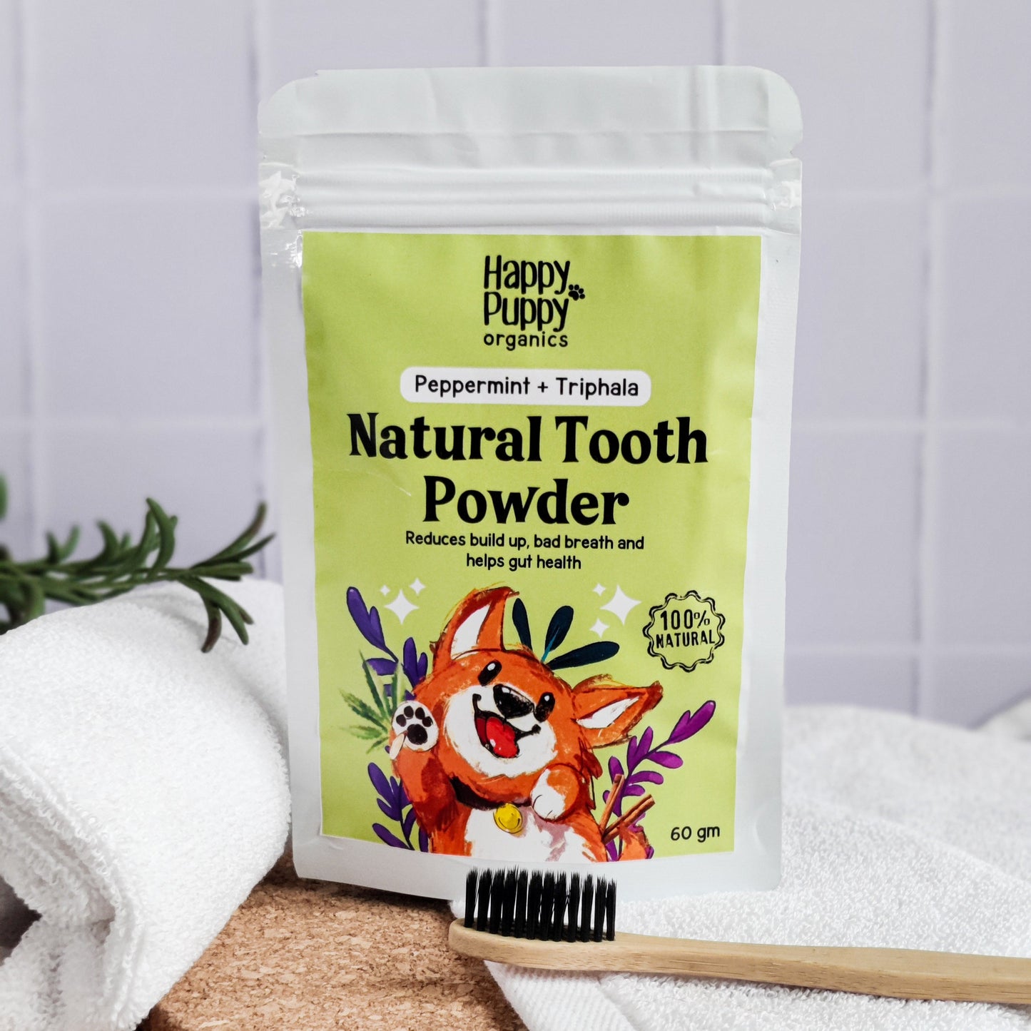 Happy Puppy Organics All Natural Tooth Powder with Hemp for Dogs