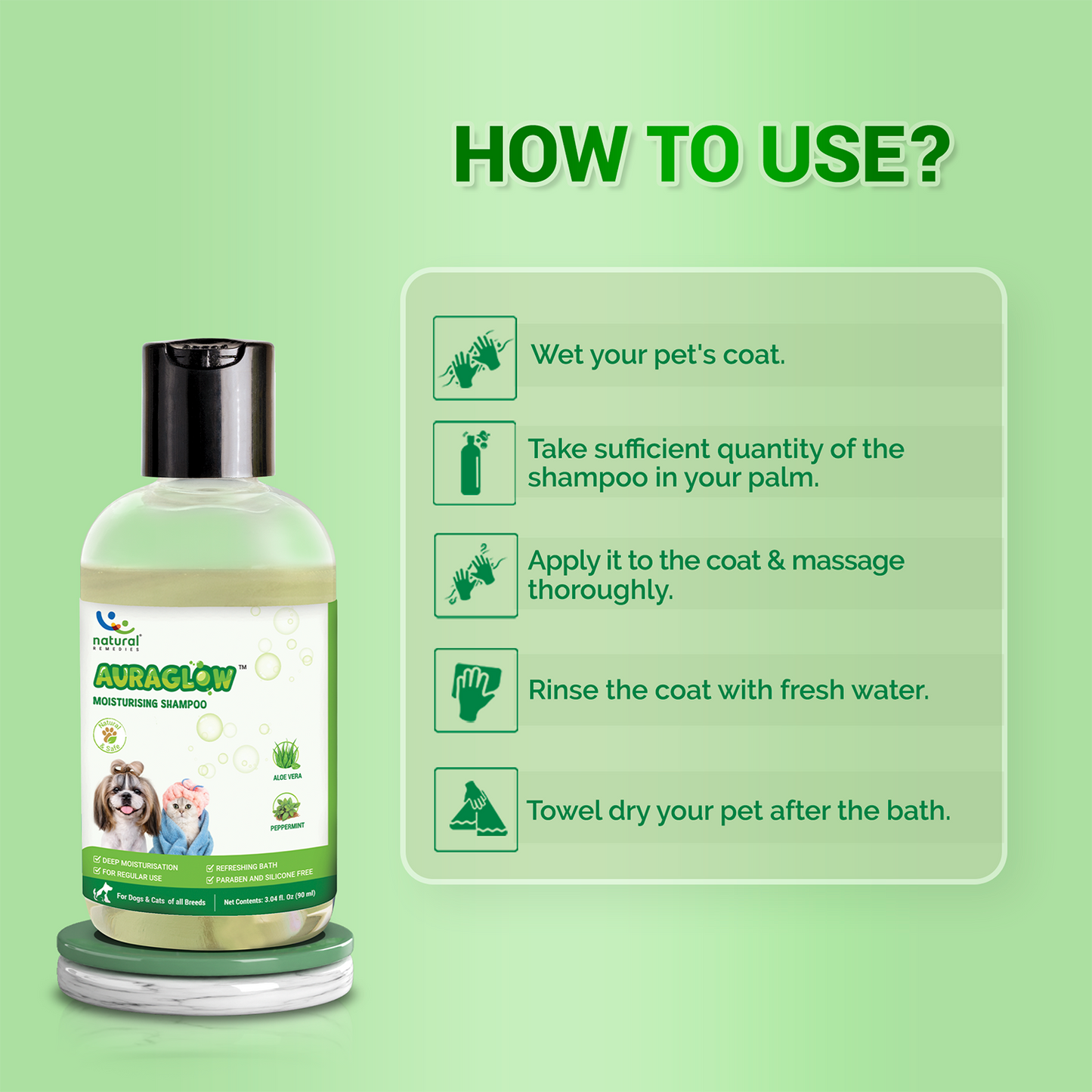 Pet Natural Remedies Auraglow Moisturizing Shampoo For Dogs and Cats