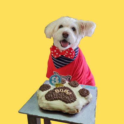 Clever Canine Customised Barkday Cake for Dogs Paw Shape - Large