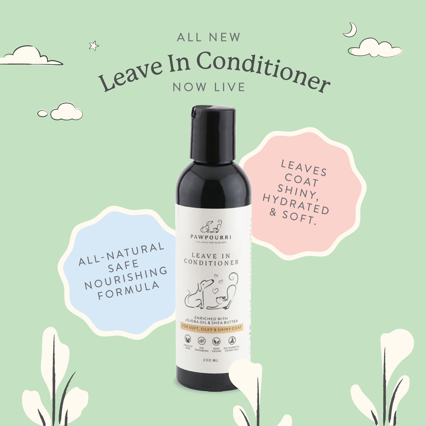 Pawpourri Leave-in Conditioner for Dogs, Puppy and Cats - 200ml