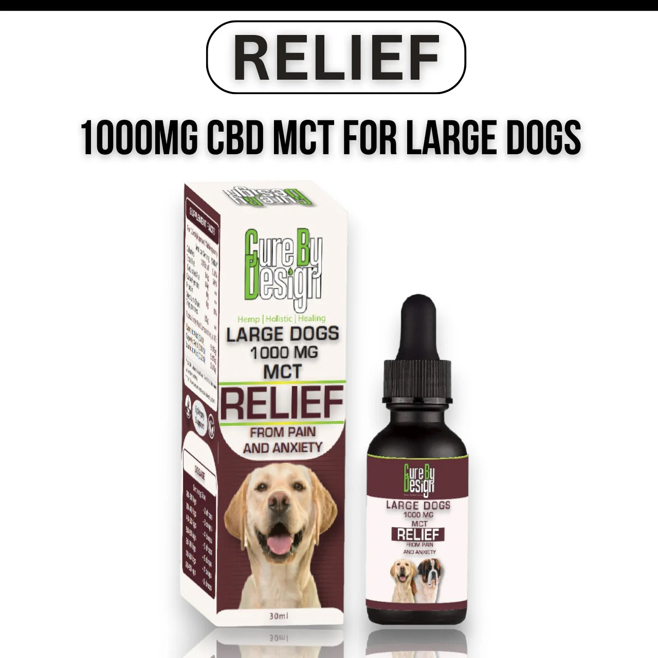 Relief 1000mg CBD MCT for Large Dogs