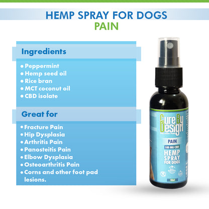 Cure By Design Hemp Spray for Dogs – Pain 100mg CBD