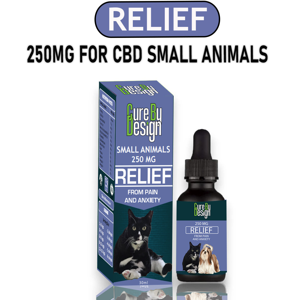 Cure By Design Relief CBD for Small Animals - 250mg