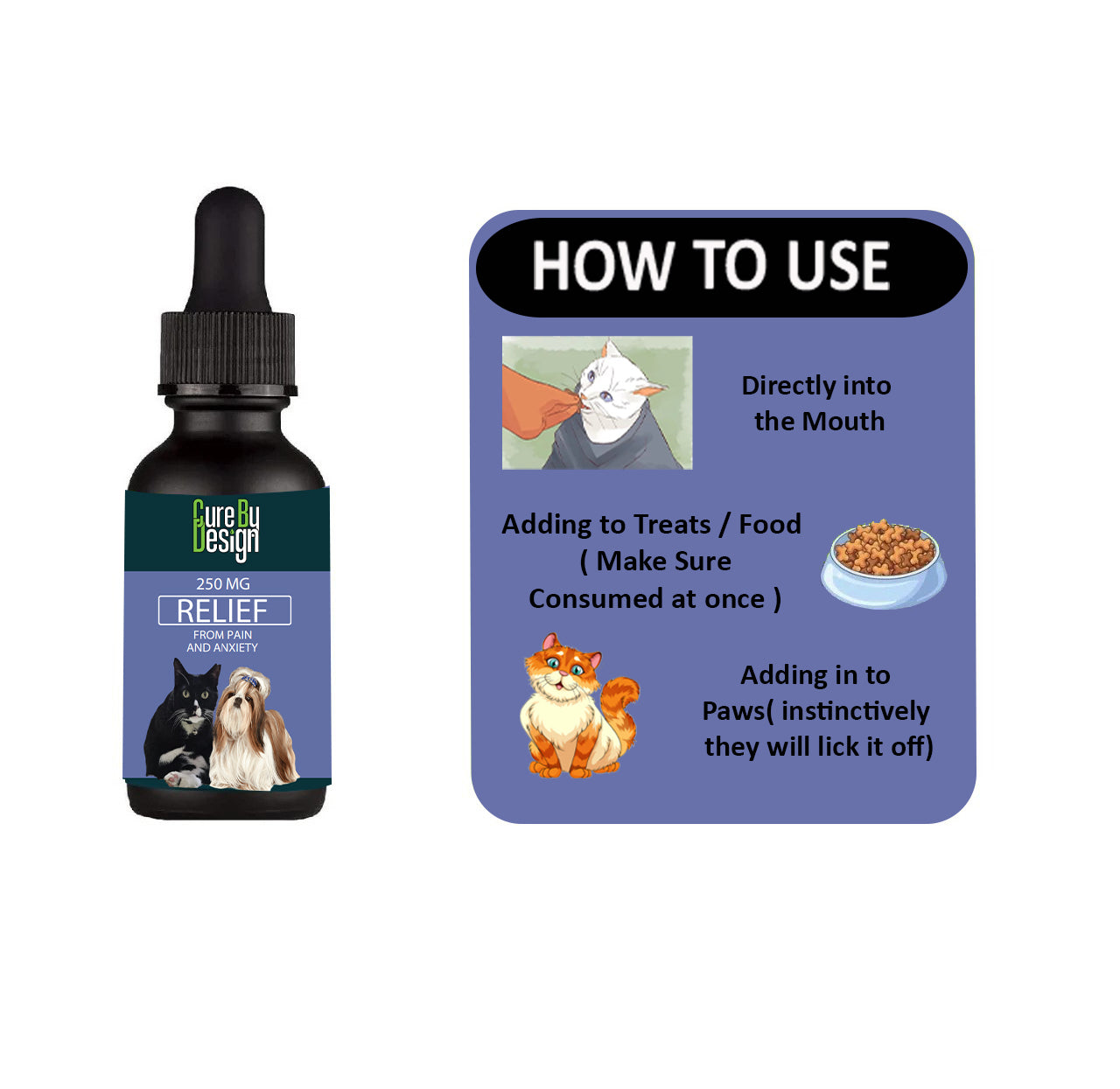 Cure By Design Relief CBD for Small Animals - 250mg