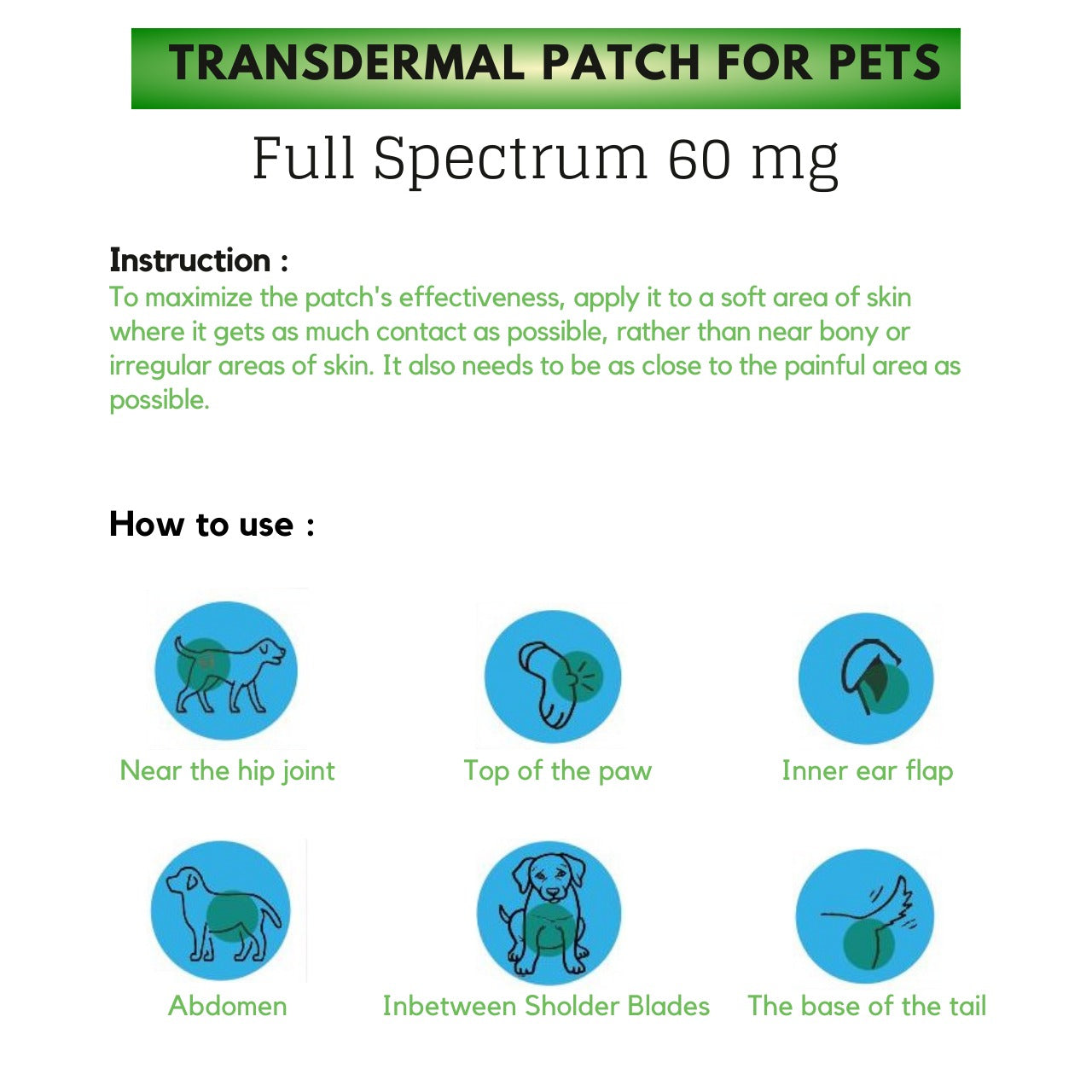 CBD Transdermal Patch for Pets Full Spectrum 60mg